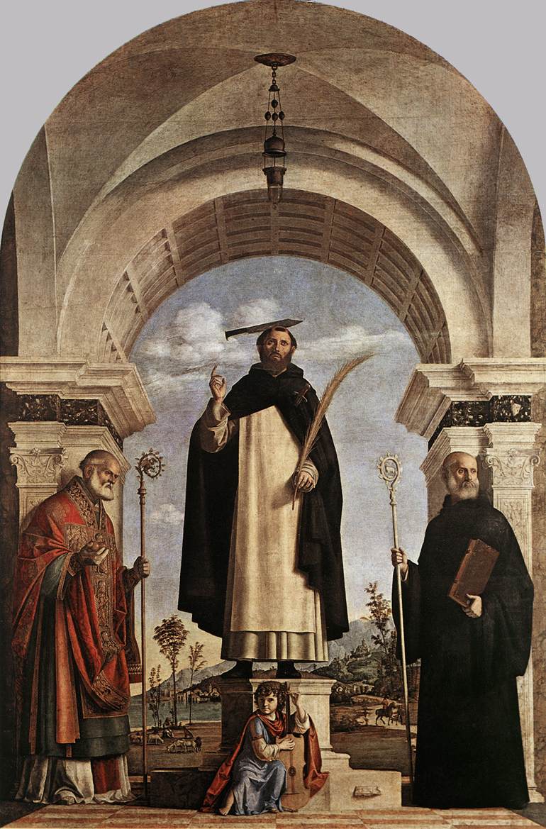 CIMA da Conegliano St Peter Martyr with St Nicholas of Bari, St Benedict and an Angel Musician dfg